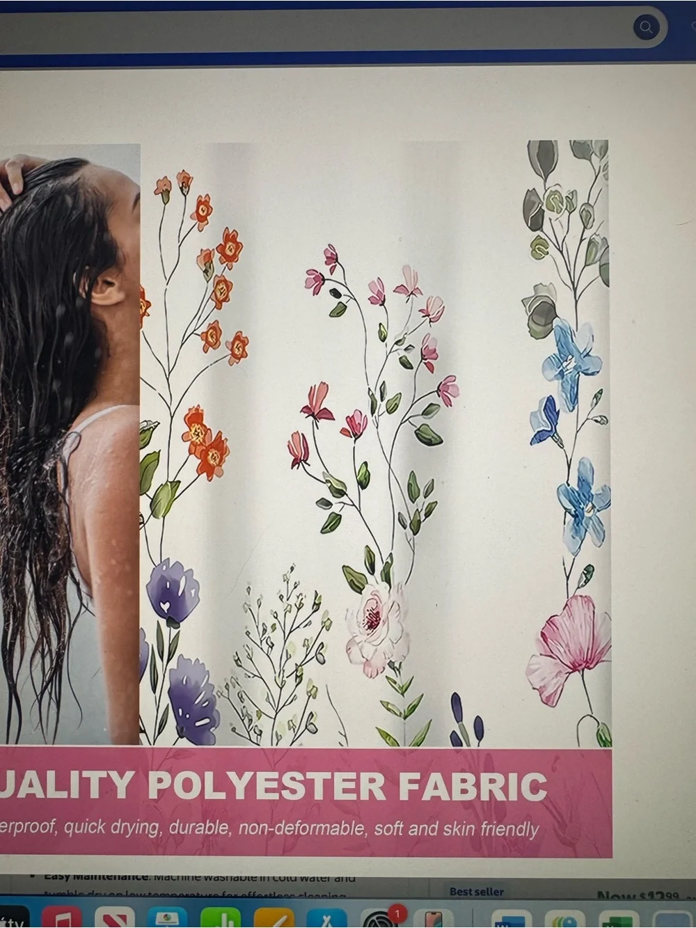 Botanical Watercolor Floral Shower Curtain - Multicolor with Liner